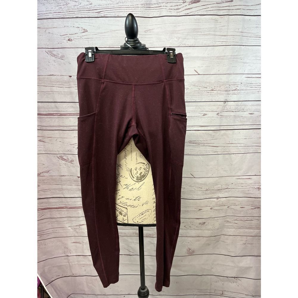 Copper Fit Womens Burgundy Compression‎ Leggings High Waist Pockets Size Medium